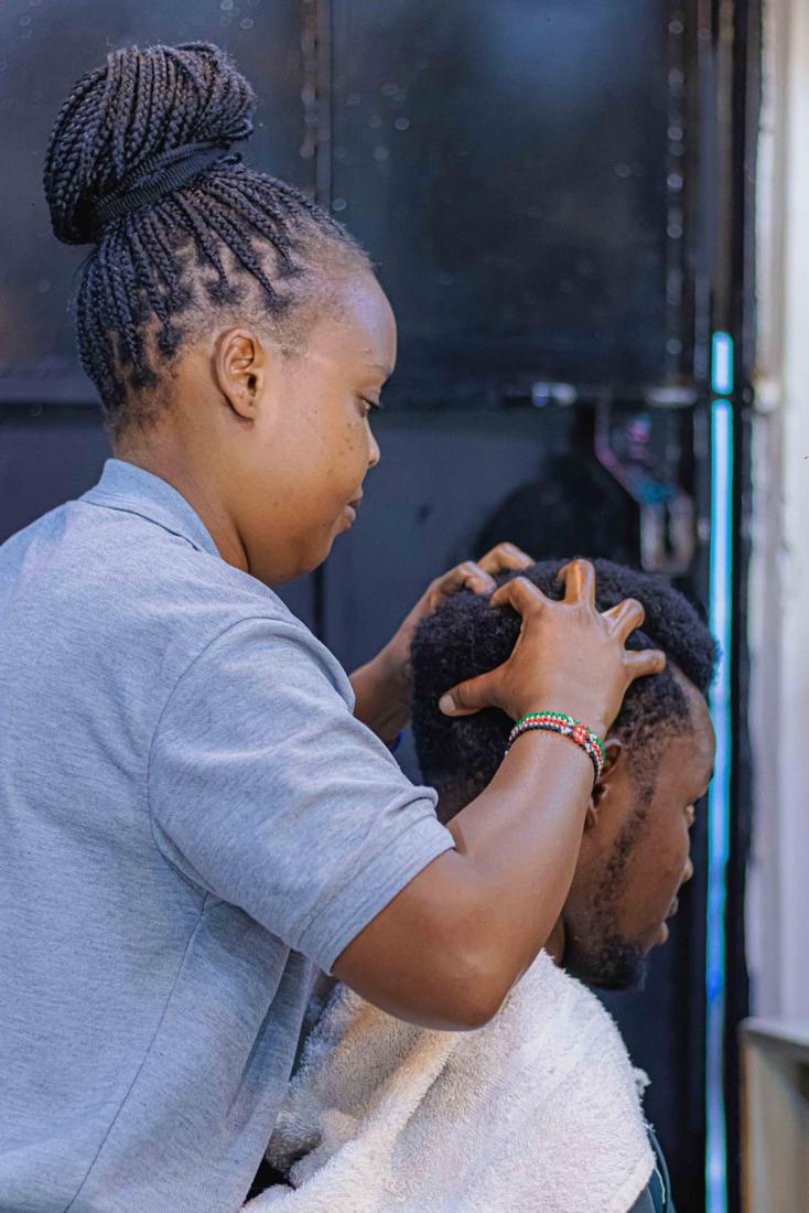 A scalp treatment in progress